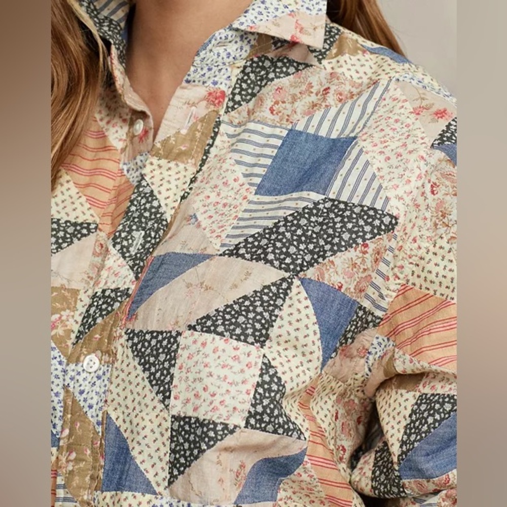 Polo Ralph Lauren Cotton Patchwork Blouse size 4 - Picture 4 of 11